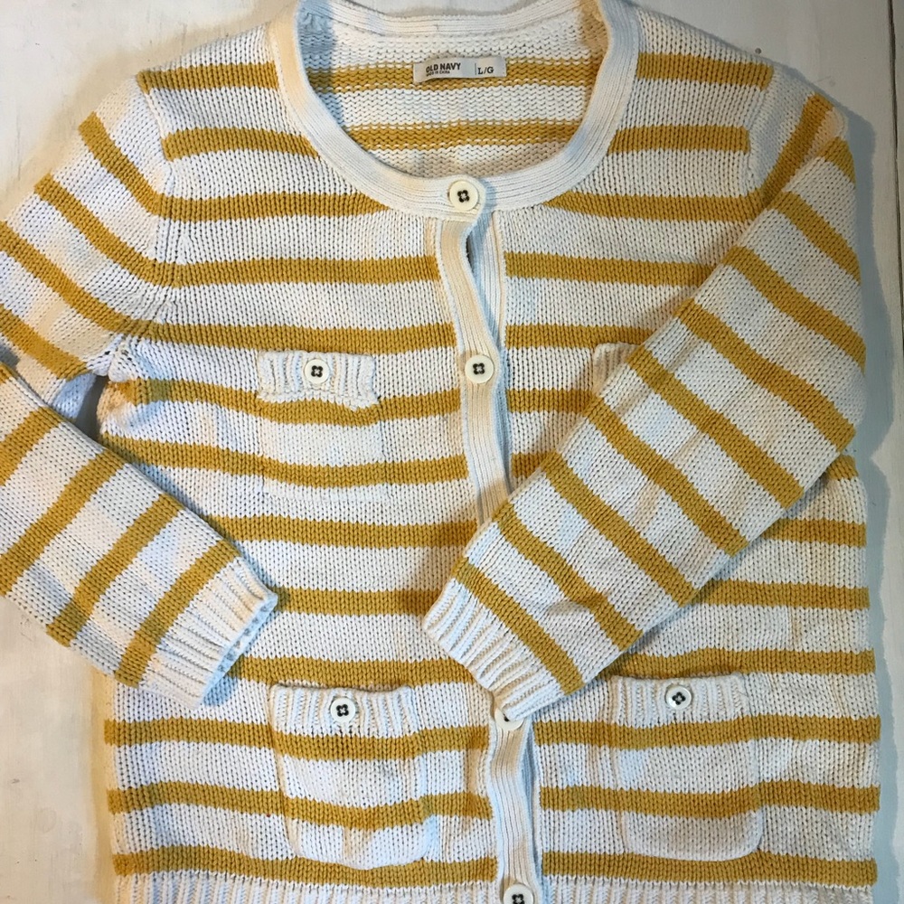 EUC Old Navy Yellow Striped Cardigan